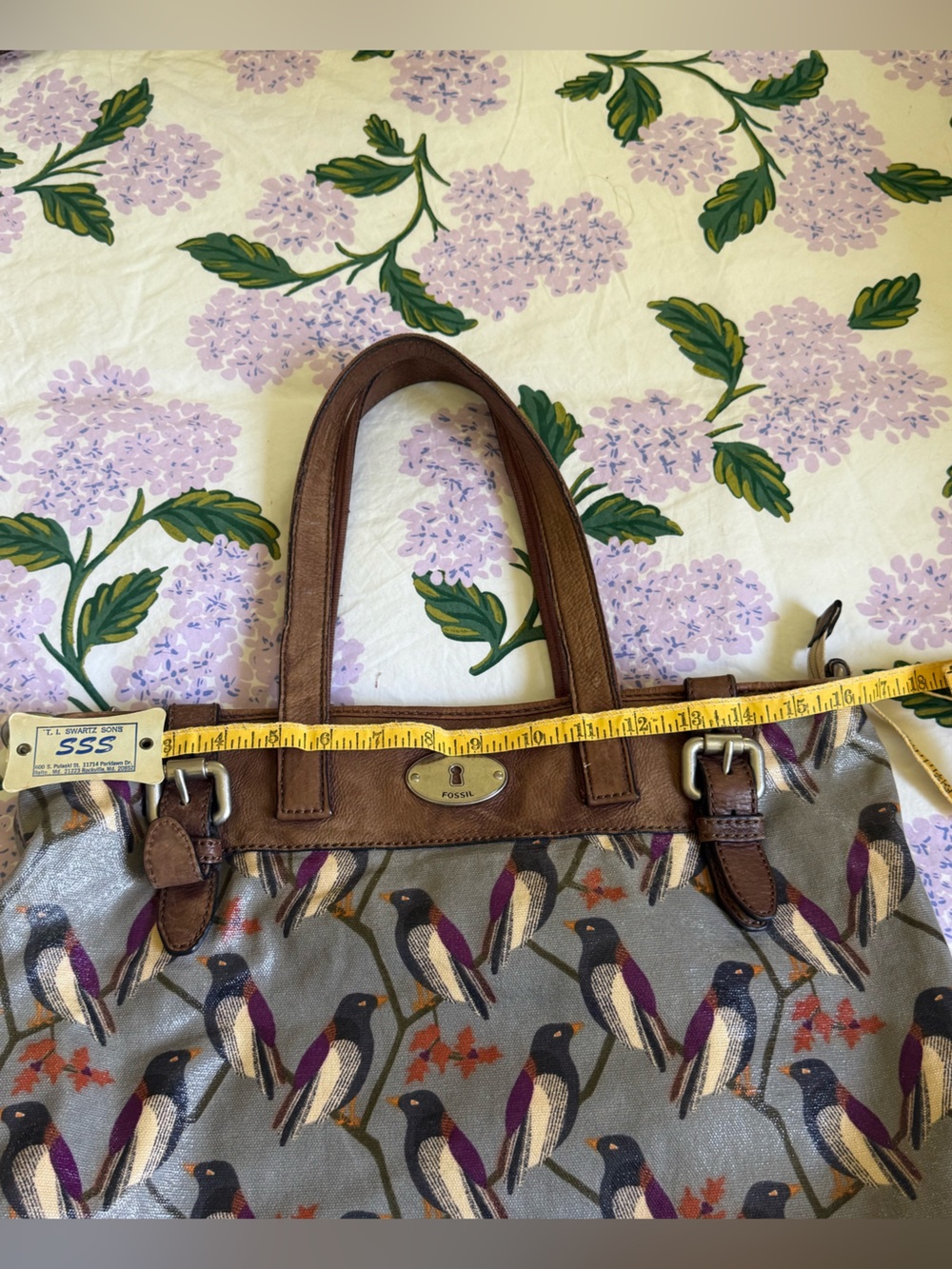 Fossil Key-Per Bird-Print Coated Canvas Shoulder Bag - Picture 9 of 11